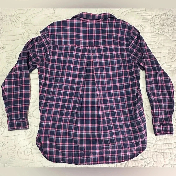 Anthropologie Grayson L The Hero Buttondown Flannel Blue Pink Plaid - Picture 5 of 9